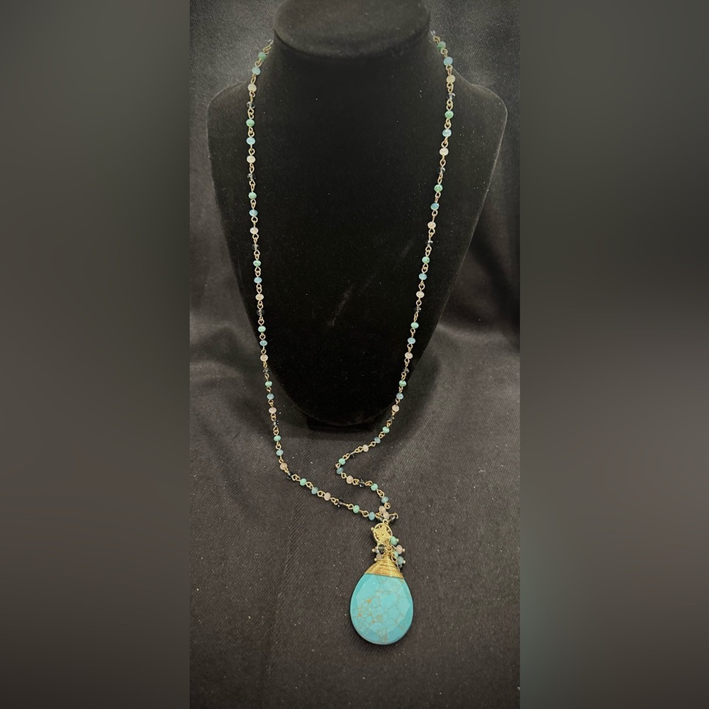 Elegant Blue and Gold Beaded Necklace
